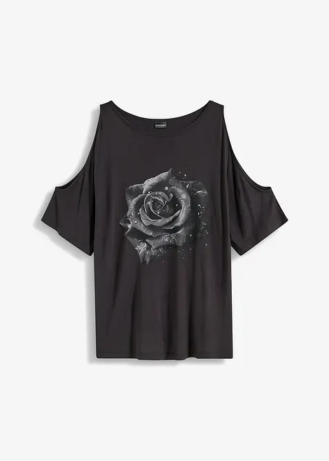 Cold shoulder-topp i viskose, bonprix