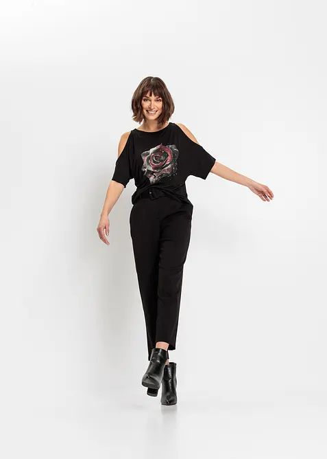 Cold shoulder-topp i viskose, bonprix