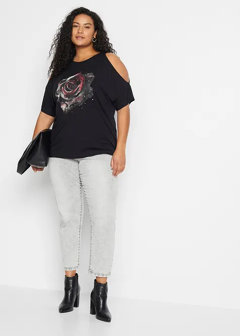 Cold shoulder-topp i viskose, bonprix