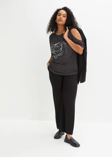 Cold shoulder-topp i viskose, bonprix