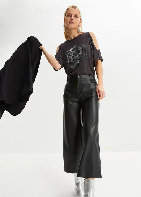 Cold shoulder-topp i viskose, bonprix