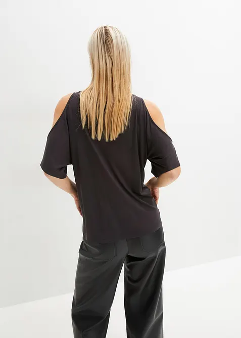 Cold shoulder-topp i viskose, bonprix