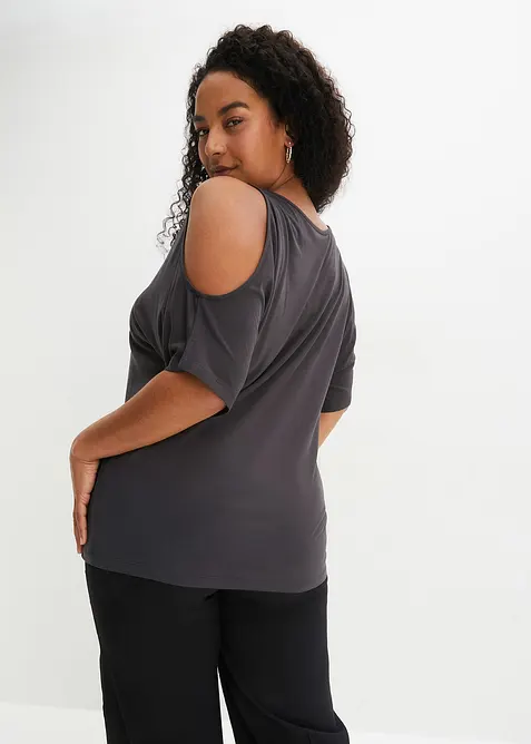 Cold shoulder-topp i viskose, bonprix