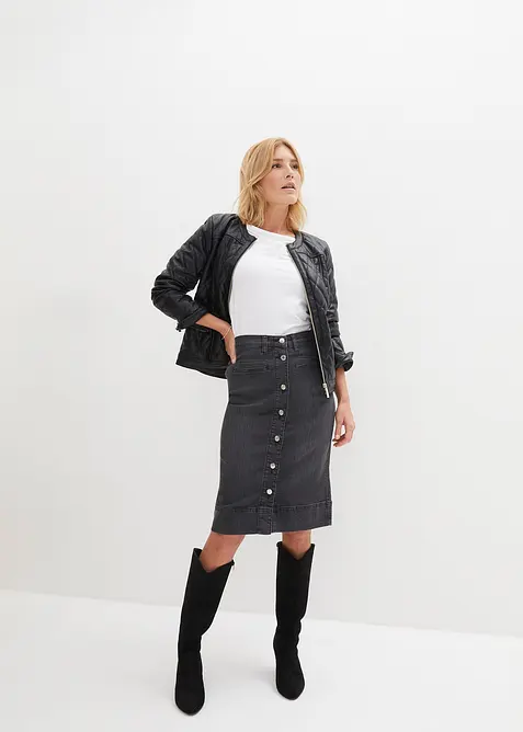 Jeansskj&oslash;rt med dekorknapper, bonprix