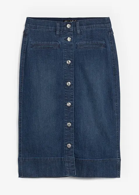 Jeansskjørt med dekorknapper, bonprix