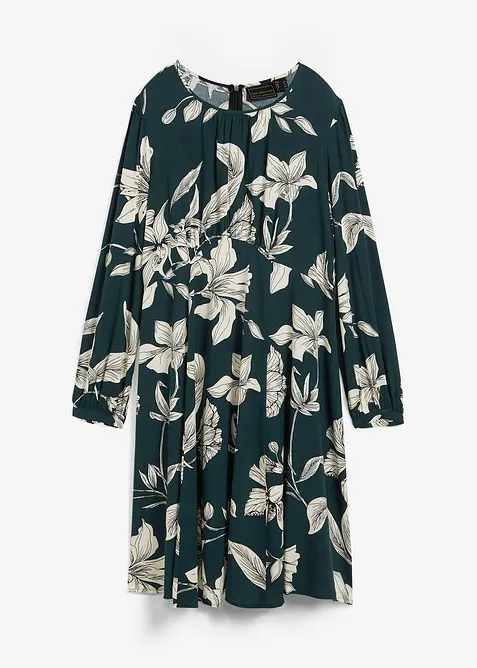 Kjole i viskose med vidt svingende skjørt, bonprix