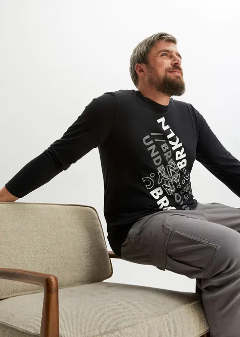 Langermet shirt i 100% &oslash;kologisk bomull, bonprix