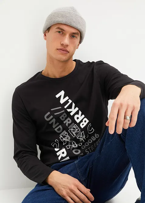 Langermet shirt i 100% &oslash;kologisk bomull, bonprix