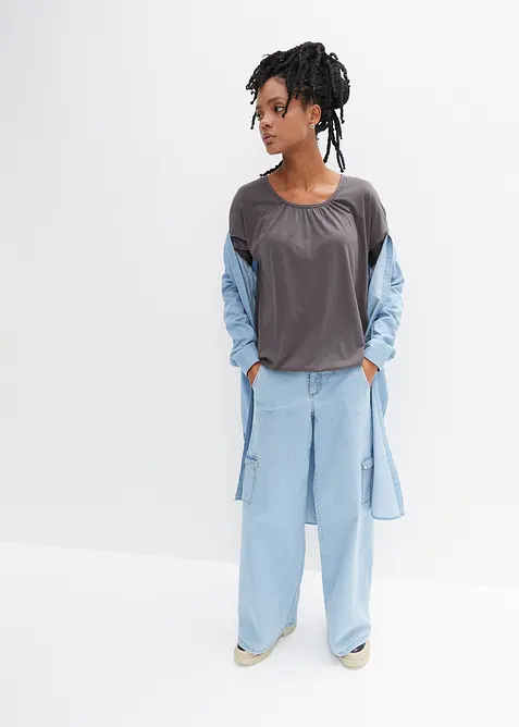 Oversized topp i viskosemiks, bonprix