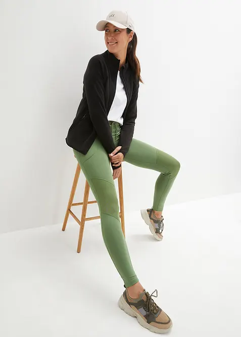 Fleecejakke med glidel&aring;slommer, bonprix