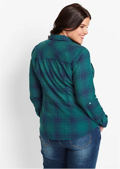 Rutete bluse i 100% bomull, bonprix