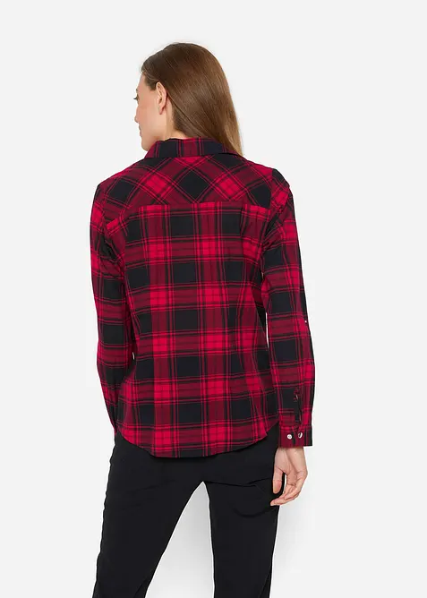 Rutete bluse i 100% bomull, bonprix