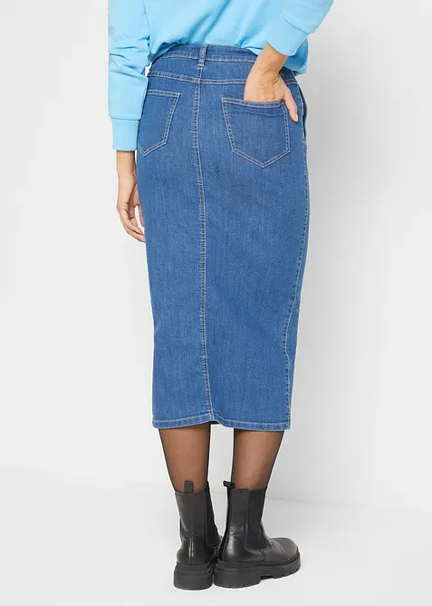 Jeansskj&oslash;rt med splitt, bonprix