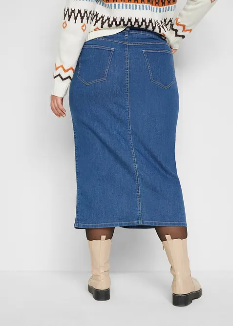 Jeansskj&oslash;rt med splitt, bonprix