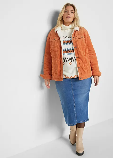 Jeansskj&oslash;rt med splitt, bonprix