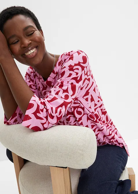 Topp med rund hals og 3/4-lange ermer, bonprix