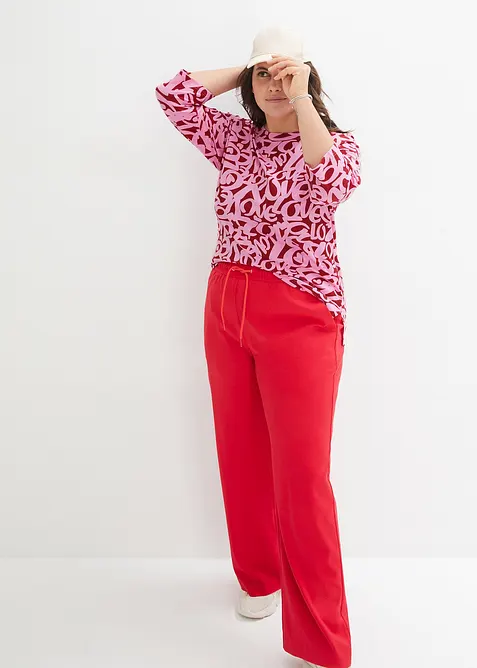 Topp med rund hals og 3/4-lange ermer, bonprix