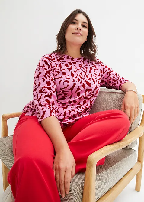 Topp med rund hals og 3/4-lange ermer, bonprix