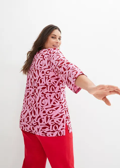 Topp med rund hals og 3/4-lange ermer, bonprix