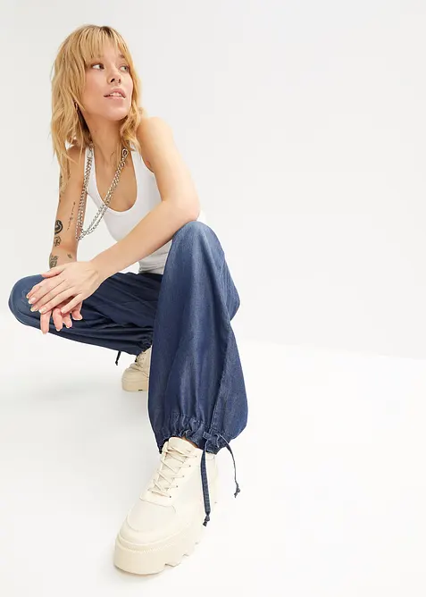 Wide Leg-bukse i lett lyocell, bonprix