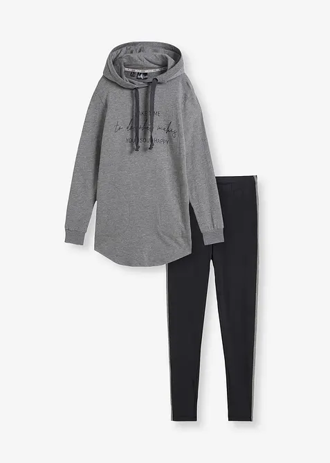 Joggedress med lang sweatshirt og leggings (2-delt sett), bonprix