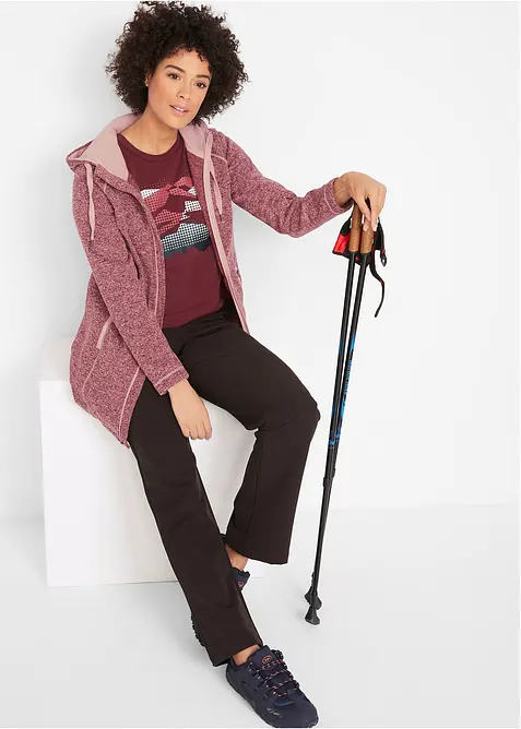 Lang fleecejakke med hette, bonprix