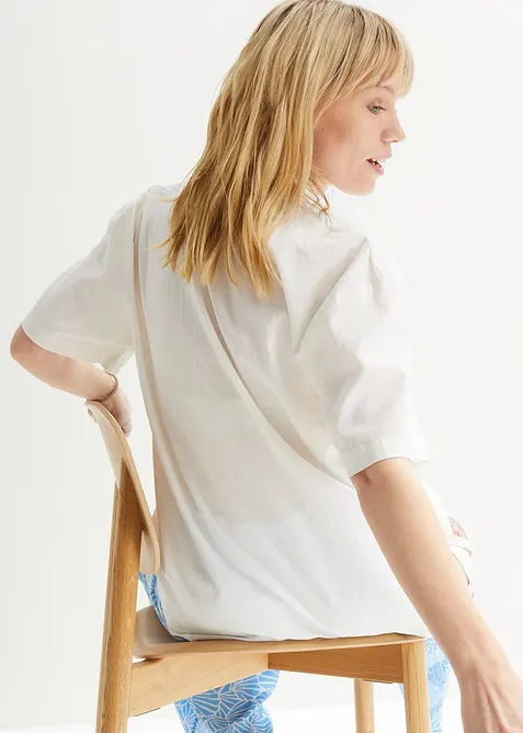 Ledig, oversized bluse i lett linmiks, bonprix