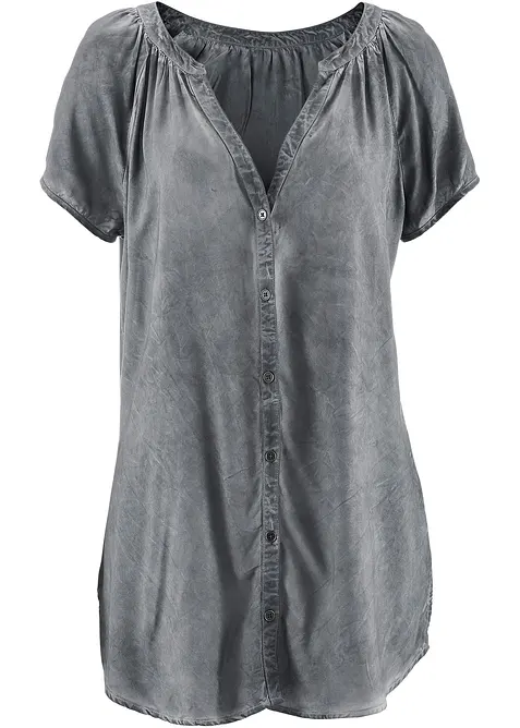 Cold-dyed bluse b&aelig;rekraftig bomull, kort arm, bonprix