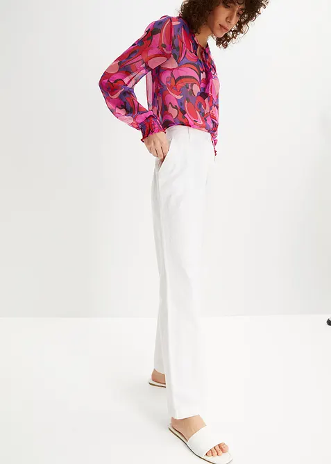 Bukse i vevd lin- og bomullsmiks, bonprix