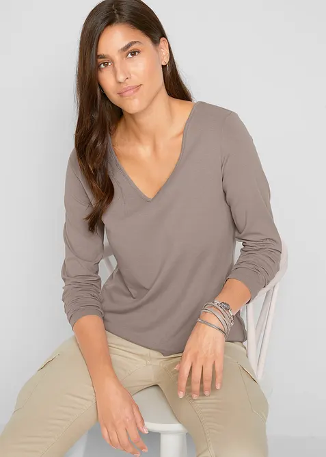 Langermet, figurn&aelig;r topp (2-pack), bonprix