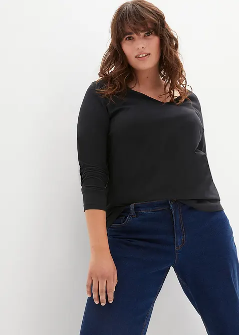 Langermet, figurn&aelig;r topp (2-pack), bonprix