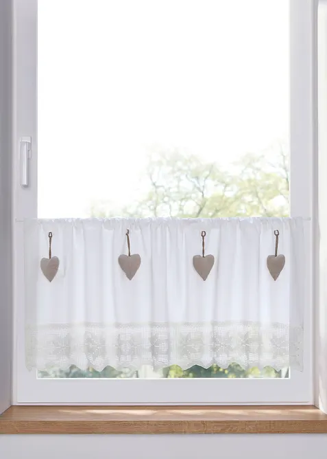 Gardinkappe av økologisk bomull med hjerter, bonprix