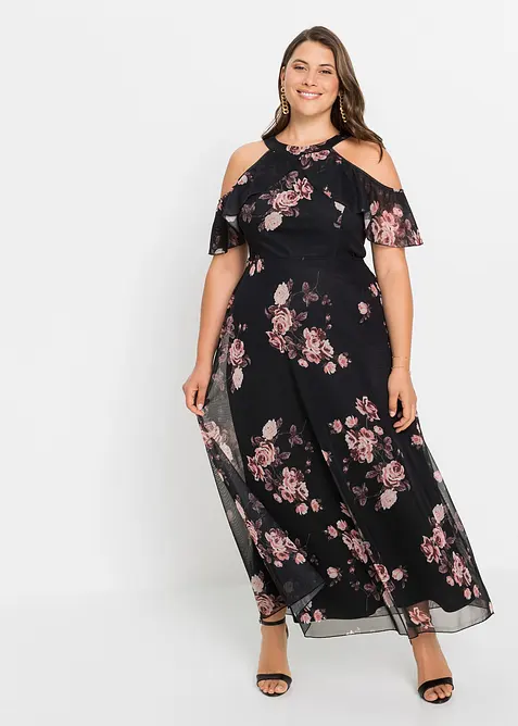 M&oslash;nstret maxikjole i mesh, bonprix