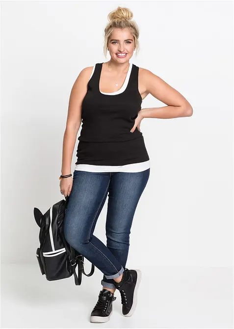 Singlet i ribbemateriale (2-pack), bonprix