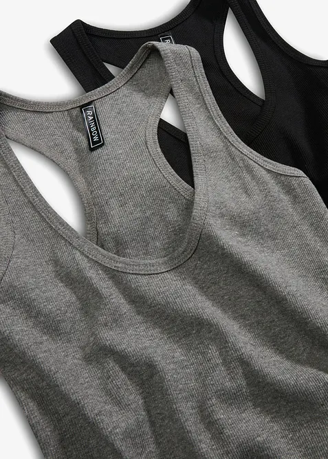 Singlet i ribbemateriale (2-pack), bonprix