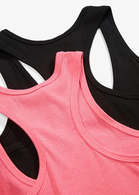 Singlet i ribbemateriale (2-pack), bonprix