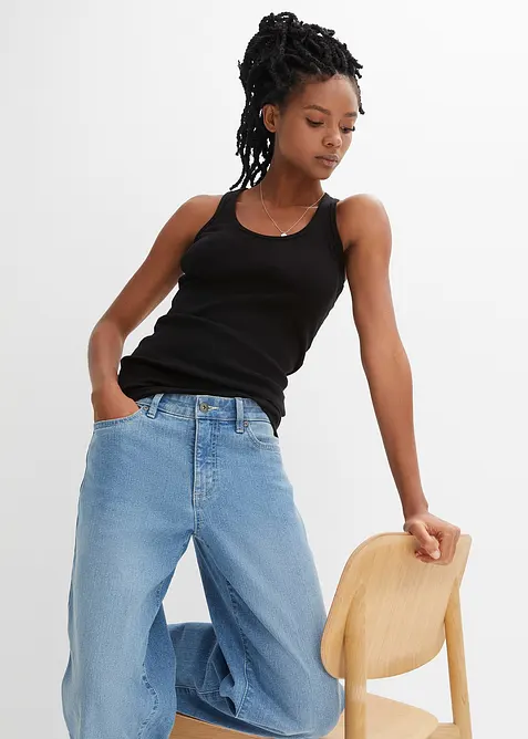 Singlet i ribbemateriale (2-pack), bonprix