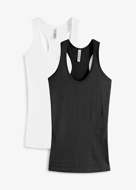 Singlet i ribbemateriale (2-pack), bonprix