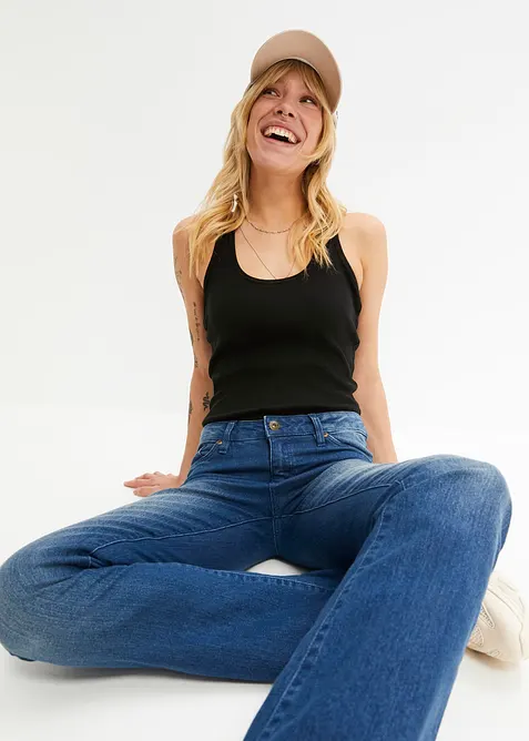 Singlet i ribbemateriale (2-pack), bonprix