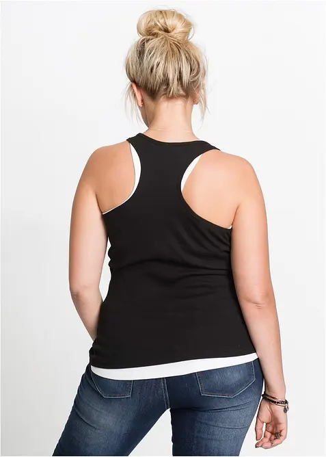 Singlet i ribbemateriale (2-pack), bonprix