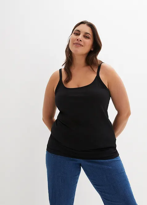 Lang singlet av &oslash;kologisk bomull, 2-pack, bonprix