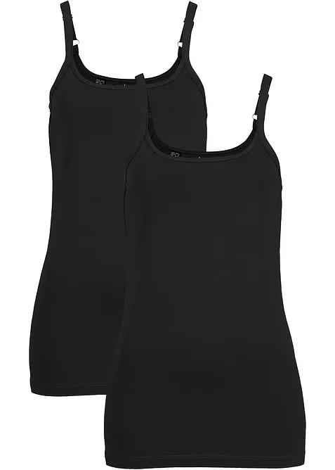 Lang singlet av økologisk bomull, 2-pack, bonprix