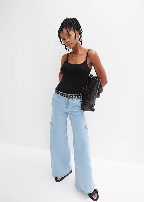 Stroppetopp i 100% bomull (2-pack), bonprix