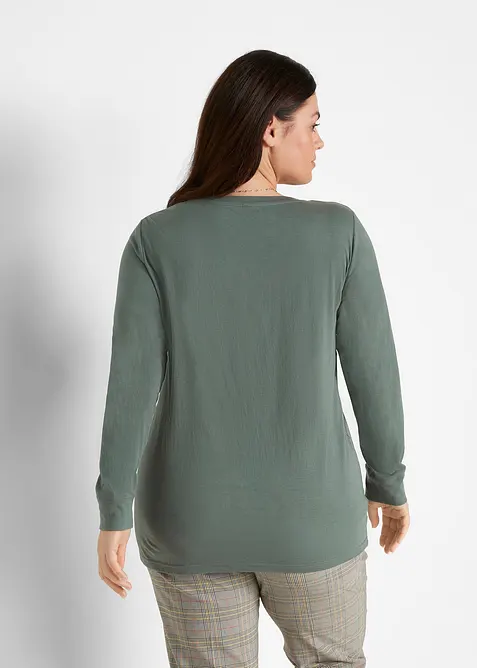 Lang, langermet topp med rund hals (5-pack), bonprix