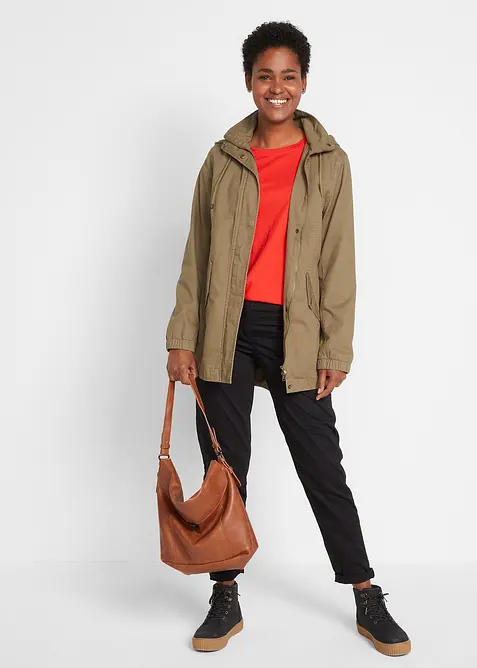 Lang, langermet topp med rund hals (5-pack), bonprix