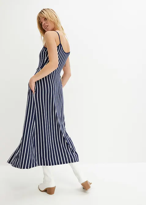 Sommerlig jerseykjole med knappestolpe og striper, bonprix