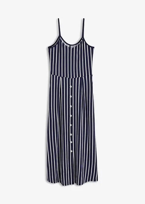 Sommerlig jerseykjole med knappestolpe og striper, bonprix