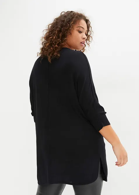 Finstrikket genser med 3/4-lange ermer, bonprix