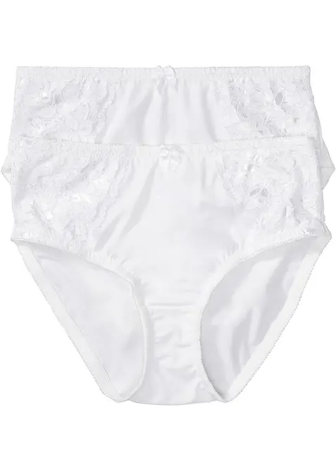 Truse med høy midje og nydelige blonder (2-pack), bonprix