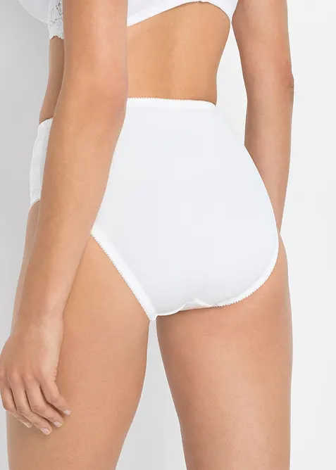 Truse med høy midje og nydelige blonder (2-pack), bonprix